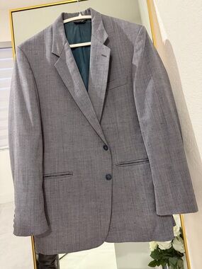 Vintage Oscar de la Renta Light Gray Two-Button Men’s Suit Blazer Coat 48R